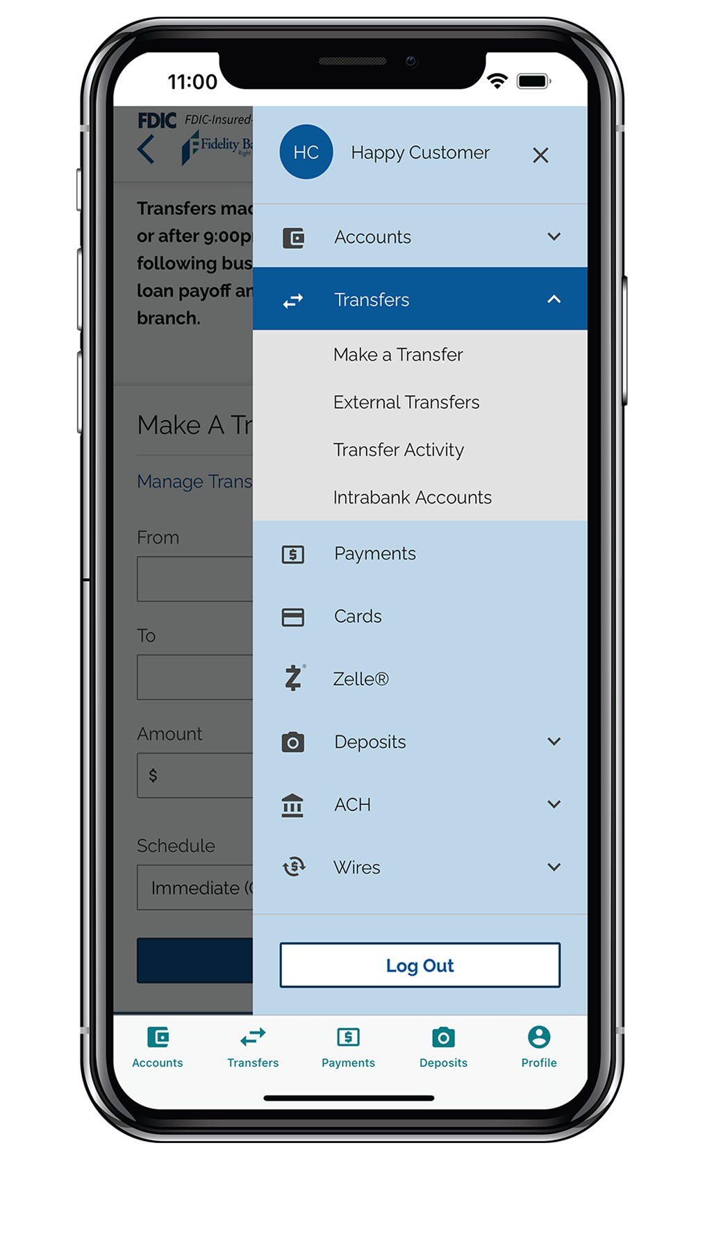 Mobile Banking Transfer Screen for Business User